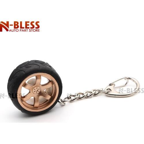 1pc Plastic Rubber wheel Key ring Keychain Creative Car Tuning Wheel Rim Keychain Auto Turbo JDM Keyring Round Rims Keychain