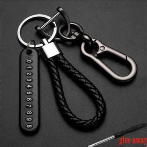 Pendant keychain Gift for Husband High Car Key Ring Anti-Lost Number Plate Braided Rope Pendant Keychain Holder Punk