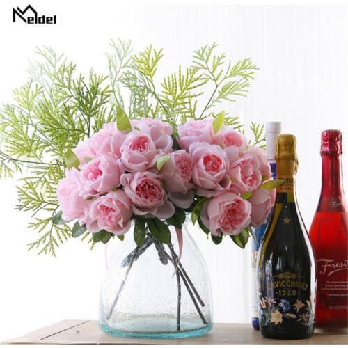 10 Heads Silk Roses Bundle Artificial Roses Flower Bridal Bouquet for Wedding Decor New Year Home Table Wall Flores Artificiales