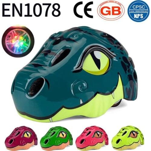 BATFOX 3-8 Years Child Cycling Helmet Lightweight Cute Pattern Cartoon Dinosaur Breathable Bike Kids Cycling Helmets Equipment
