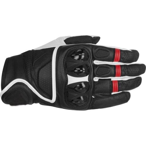 Alpine Moto gp Celer Black/Red/White Leather Short Sports Motorcycle Motorbike Leather Racing Gloves