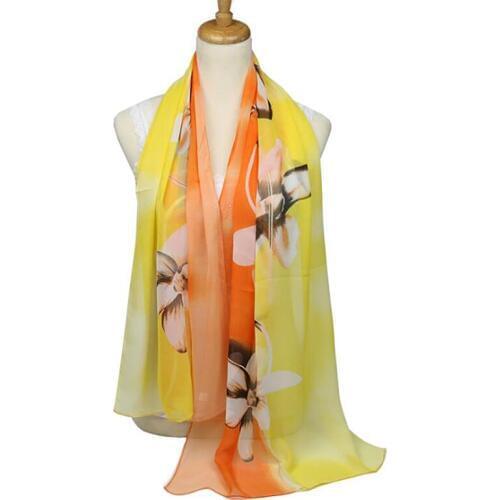 Summer Woman Scarf Long Arab Hijab Print Silk Chiffon Scarves Fashion Shaw 2021 Ladies Flower Print Scarf