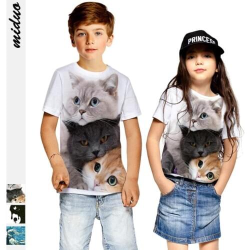 Baby boys girls 3D print summer T shirt 4-13T kids animal pattern fashionable shirt children clothes short sleeve sweatshirt
