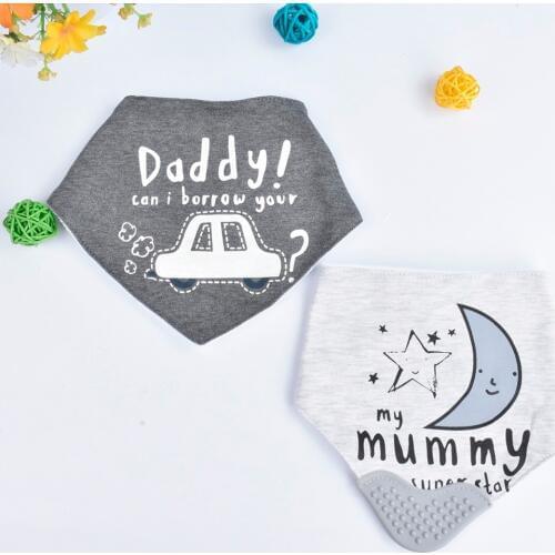 LionBear 2pcs/set Cartoon Cotton Baby Bibs With Teether Newborn Children Boy Girl Bib Set Scarf Feeding Accessories for babies