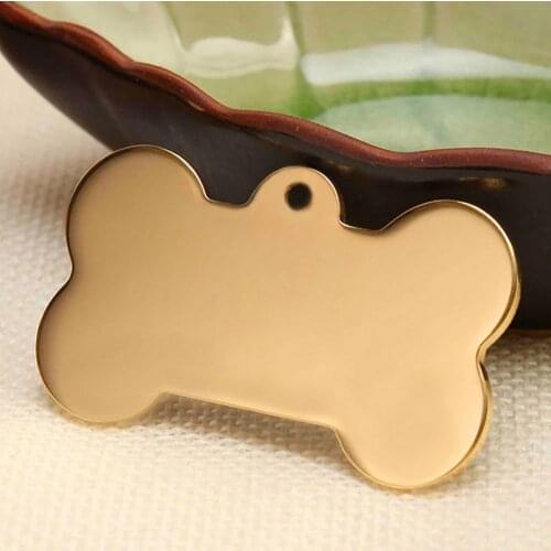 Cute Personalized Engraved Stainless Steel Dog Cats Pet ID Name Blank Bone Tags Pet Accessories