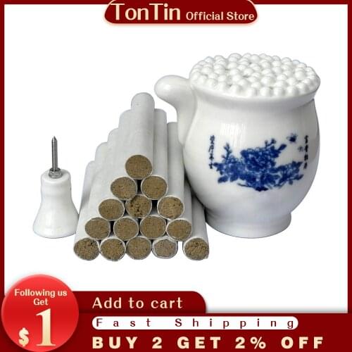 New type multifunction double-deck ceramics massage dianxue beauty SPA moxa device 15pcs high quality stick