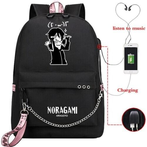 Hot Anime Noragami YATO Fashion Backpack Girls Women USB Travel Shoulder Bags Kids Teens School Bags Bookbag