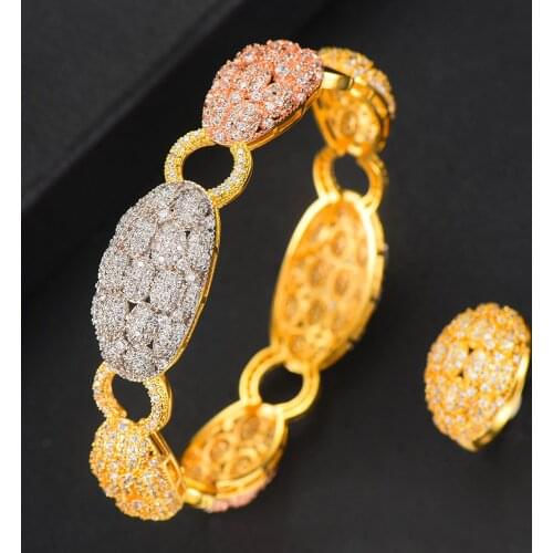 Trendy Ladies Women Bracelet/Ring Fashion Jewelry Luxury Micro CZ Zircon Crystal Bridal Wedding Banquet Anni Dubai Jewelry