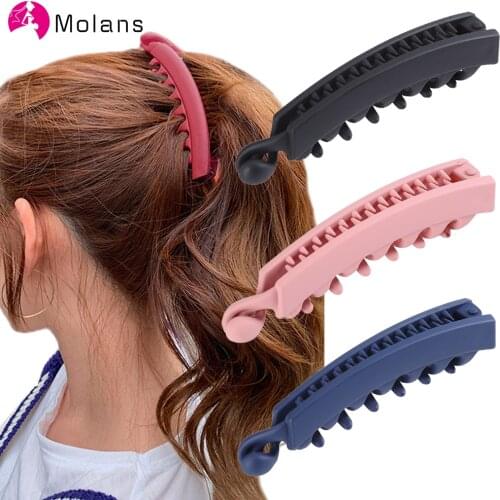 Molans 2020 Frosted Hair Clips Solid Color Banana Clip Womens Hair Accessories Fashion Ponytail Barrettes Hair Claws Hairpins