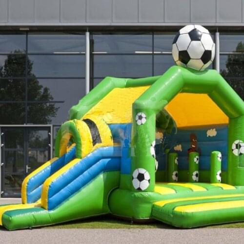 Inflatable bouncy house with slide inflatable soccer theme trampoline for kids