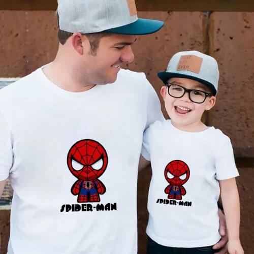 New Family T Shirt Summer Short Sleeve Children Clothes Family Matching T Shirts Harajuku Marvel Superhero Cool Kids Tee Shirts