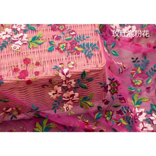 New high-end diy mesh embroidery lace fabric Small floral dress mesh fabric embroidery fabric