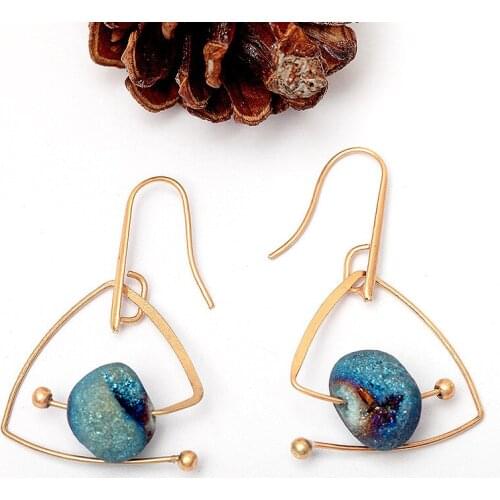 2020 new Triangular irregularity starry sky natural stone pendant drop earrings for women