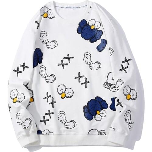 2021 New Product Pullover Mens Spring and Autumn Casual Fashion Round Neck Top Loose Pattern Thin Pullover Men