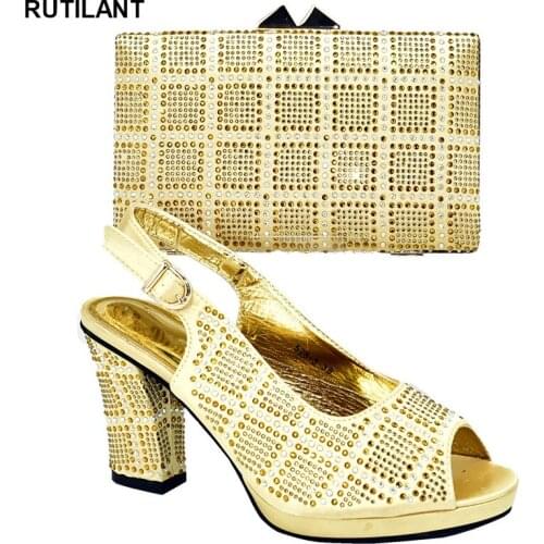 New Italian Shoes and Bags Set Envio Gratis Woman Sandals 2019 Summer African Wedding Italian Shoe and Bag Sets Decorate Party