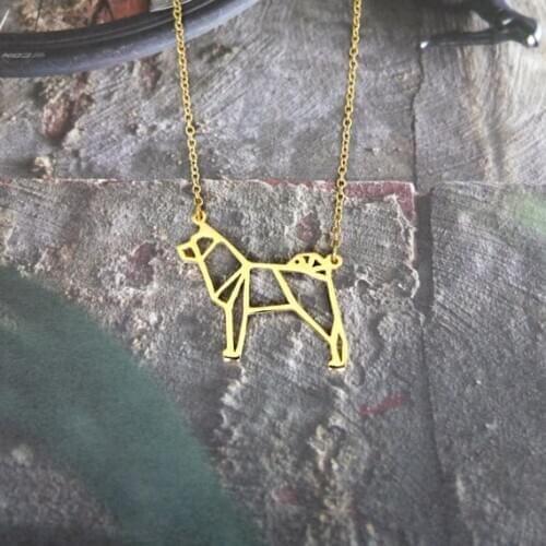 New Origami Japanese Akita Dog Necklace Animal Jewelry Women Statement pendant