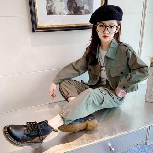 New Stylish Kids Girls Outfits Children 2020 Autumn Suit Pants&Jacket 2PCS/set Cute Clothes For 4-14 Teens Shool Girl Wearing