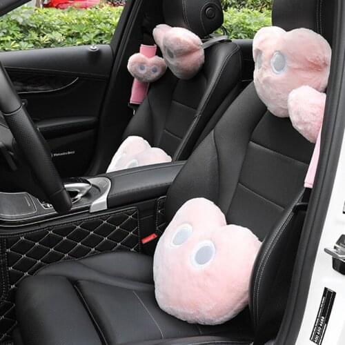 New Arrival Cute Headrest Plush Heart Big Eyes Car Waist Pillow Creative Car Headrest Pillow Car Interior Ornaments Accessories