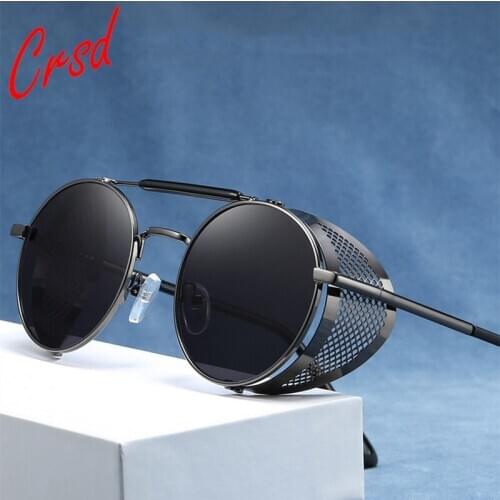 CRSD 2020 Women Men Retro Steampunk Sun Glasses Gothic Brand Designer Vintage Round Punk Sunglasses Women Oculos Round Eyeglases