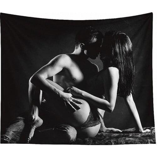 Couple Lingering Sexy Artistic Poster Background Hanging Cloth Tapestry Mural Curtain Canvas Painting Flags Banners Wall Decor 6