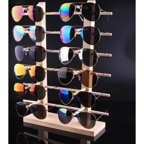 Natural Wood Sun Glasses Eyeglasses Display Rack Stands Shelf Multi Layers Glasses Display Show Stand Holder