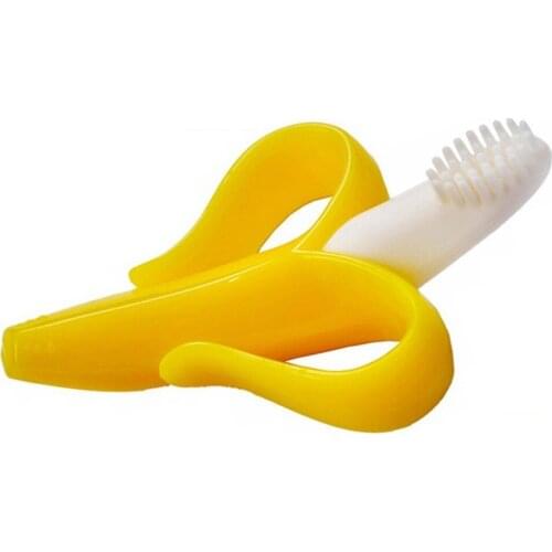 Teether Toys Toddle Safe BPA Free Banana Teething Ring Silicone Chew Dental Care Toothbrush Nursing Beads Gift For Infant