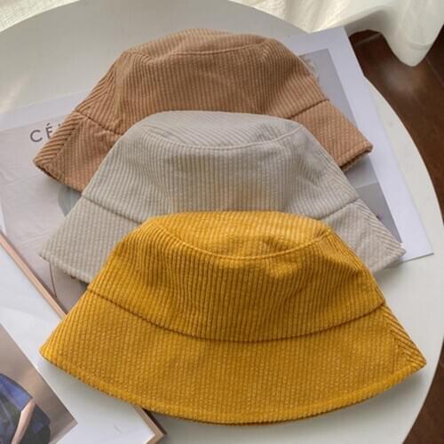 Caps Women Corduroy Basin Hat Autumn Winter Solid Color Fashion Outdoor Fisherman Cap