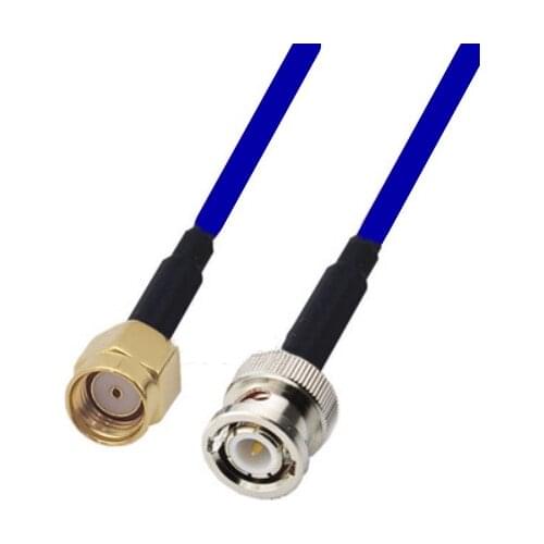 Blue Soft RG142 Double Shielded RP-SMA Male to BNC Male Connector RF Coaxial WIFI Antenna Coax Low Loss Cable 50ohm