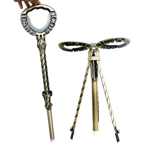 Folding Adjustable Height Cane Seat Aluminum Alloy Cane Stool Crutch Chair Seat