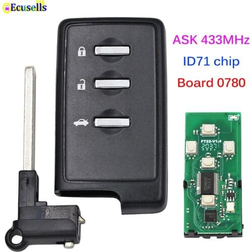 3 Button Smart Remote Key ASK 433MHz ID71 Chip Keyless Go for Subaru Forester Impreza Legacy Outback Board Number-0780 DAT17