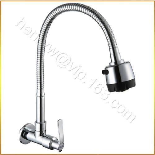 X5033K - Luxury Chrome Color Deck and Wall Mounted of 2 Models Brass Material Cold Water Kitchen Sink 360 Turn Spout Tap