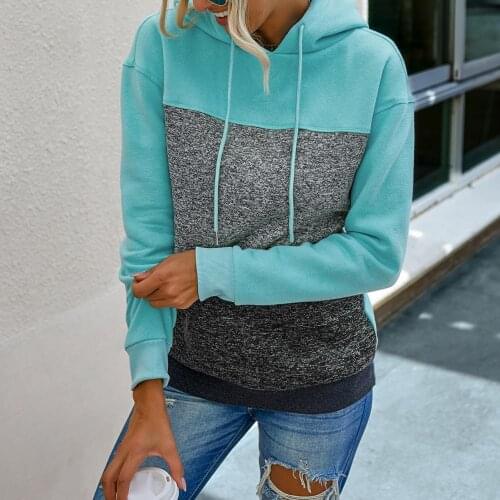 Plus Size Sweatshirt Women Striped Color Block Hood Pullover Long Sleeve Drawstring Sweatshirt Tops