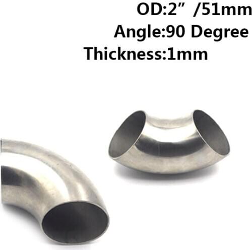 1PC 2'' 51mm/60mm/2.5'' 63mm/3''76mm 201 Stainless Steel 90 Degree Bend Elbow Pipe