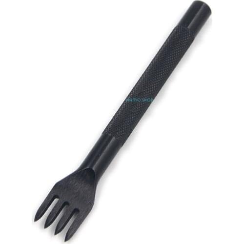 1pcs Black 4 Prong Pro-Line Pro-Stitch Leather Craft Chisel Hole Punch Tool 4mm Space