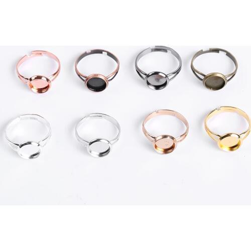 10Pcs/Lot DIY Adjustable Ring Findings Blank Cabochon Cameo Base Bezel Tray Settings For Jewelry Making Accessrioes Supplies