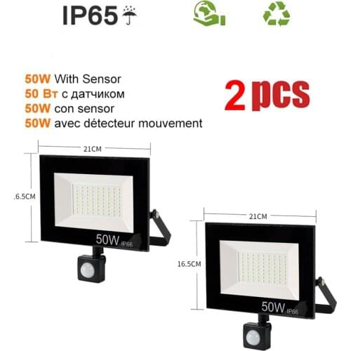 2 pcs 220V 10-100W LED FloodLight Spotlight Exterior Street wall reflector LED lamp Night light PIR Motion Sensor Auto ON/Off Wa