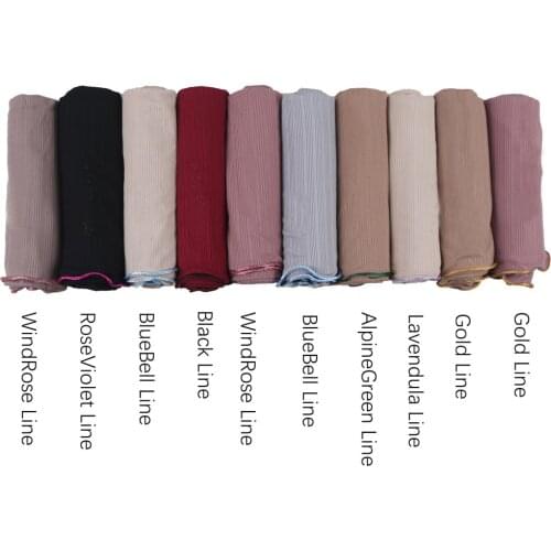 2021 Fashion Women Plain Colored Line Rope Hijabs Jacquard Scarf Muslim Hijab Roma Lined Long Solid slamic Scarves For female