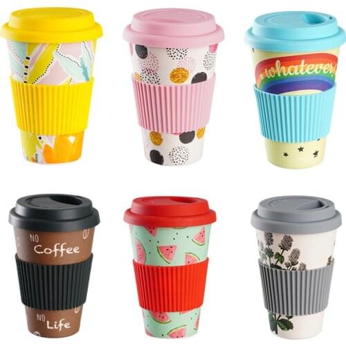 401-500ml Eco Friendly Bamboo Reusable Travel Cup For Outdoor Portable Mug Tea Coffee Cup Coffee Tea Water Juice Mug Flask Gift
