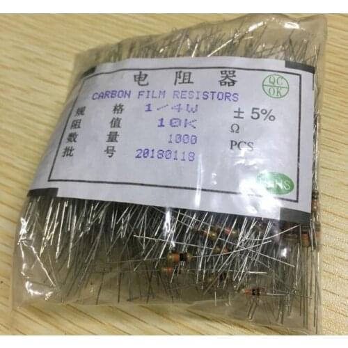 5000pcs/lot 10K OHM 1/4 W Resistor l carbon film 1/4W 5% 10k