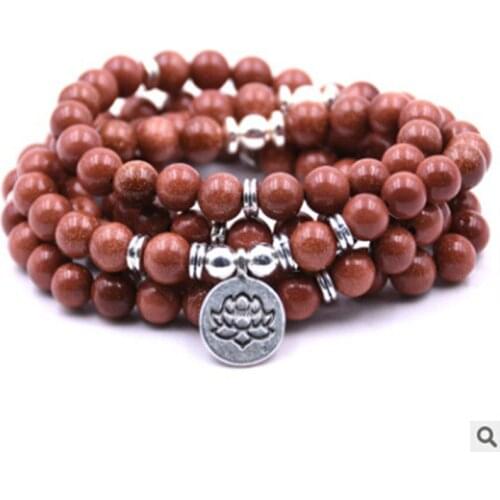 6mm Aventurine Gemstone Mala Bracelet 108 Beads Lotus Pendant Chic Lucky Meditation Chakra Buddhism Yoga Cheaply Sutra Natural