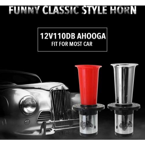 Antique Ahooga Klaxon 12V Vintage OO-GA Oogah Classical Horn for Ford Model T Style Old School Chrome 110DB Car Accessories
