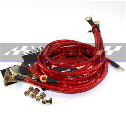 Car accessories Universal 5 Points Earth System Grounding Ground Wire Cable Kit Auto High Performance Red purple