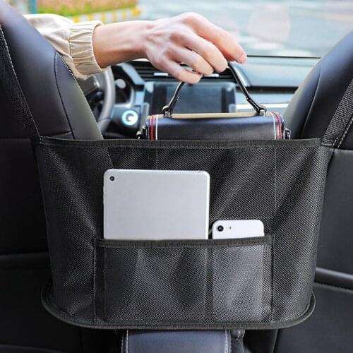 Car Net Pocket Handbag Holder Universal Multifunction Car Organizer Seat Gap Storage Mesh Pocket Interior Accessories Dropship