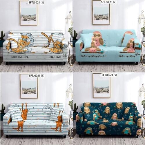 Cartoon animals Plaid Sofa chaise cover lounge Puff seat Covers for armchairs Armchair cover 3-seater couch cover all sofas Sofa