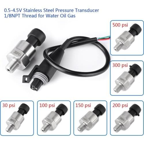 DC 5V Water Pressure Sensor 1/8NPT Thread Transmitter Transducer Sender Sensor for Oil Fuel Air Water Stainless Steel Tool