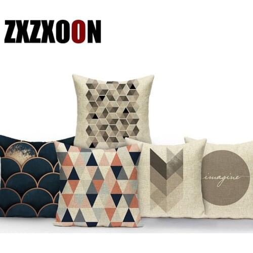 Decorative Geometric Black Blue Gold Pillow Case Polyester Cushion Cover Cojines Decorativos Para Sofa Car Home Pillow Cover
