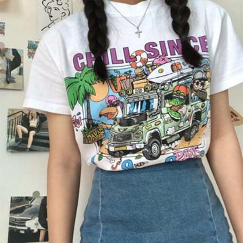Chill Since 1993 Paris Graphic Tee Vintage Retro Style Tumblr Ulzzang Kawaii Cute Cotton Women T-Shirt Harajuku Hipster Tops