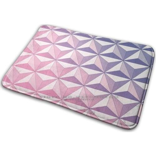 Geodesic Sphere , Pink Mat Rug Carpet Anti - Slip Bedroom Entrance Door Mat Parks Pride Walt World Magic Rainbow Retro Vintage