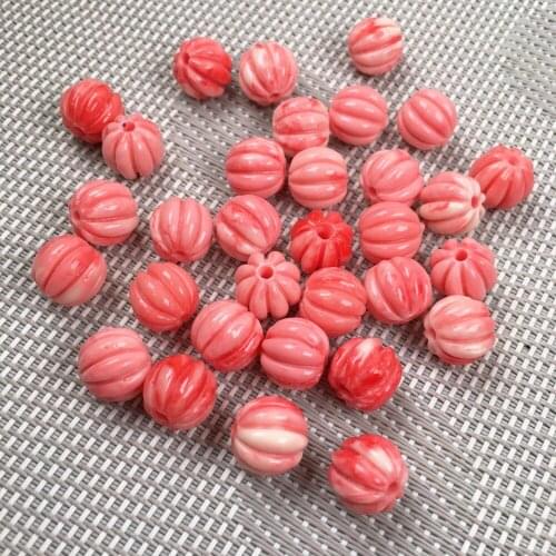 Synthetic Coral engraving watermelon shape Punch loose beads isolation bead for Jewelry Making DIY Necklace Bracelet accessories