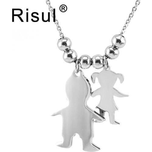 Risul Origin fashion DOLL boy girl style Choker stainless steel popular rolo chain with beads female gift personalized Necklace